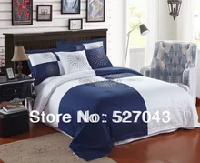 Best Offers New Fashion Blue and White 6pcs 100 Cotton Hotel Bedding Set/Comforter set Queen/Full Size,HYHT002,Free Shipping Best Offers New Fashion Blue and White 6pcs 100 Cotton Hotel Bedding Set/Comforter set Queen/Full Size,HYHT002,Free Shipping