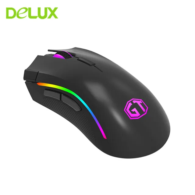 Best Offers Delux M625 Gaming Mouse USB Wired Mouse 7 Buttons Optical 2500 4000 DPI Computer Mice with RGB Backlit Mause for PC Game Player