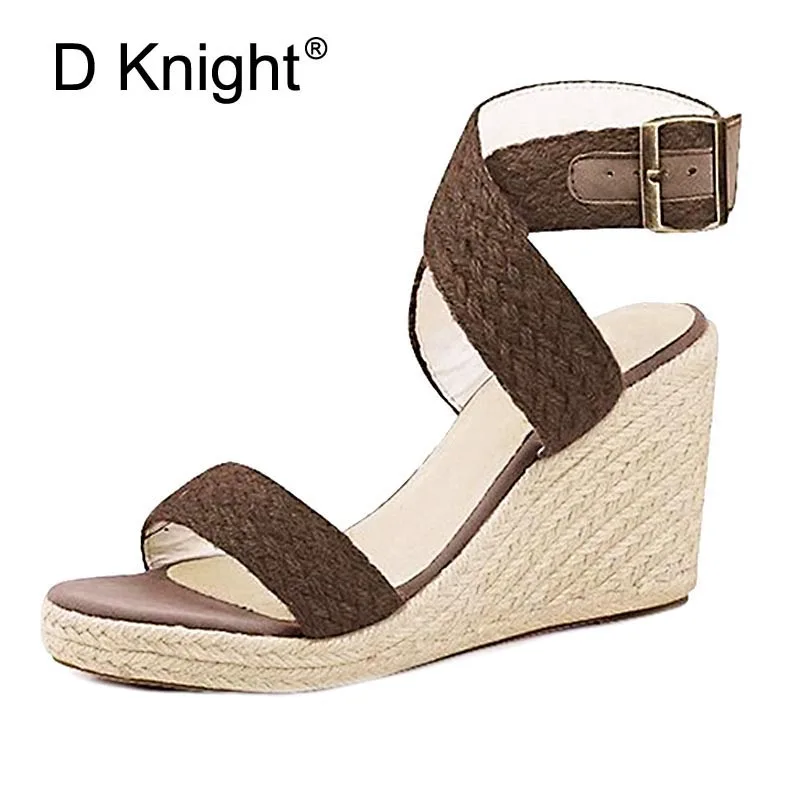 

2018 Summer Women Gladiator Cross Buckle Sandals Platform Bohemia Peep Toe High heels Wedges Cozy Woman Shoes Plus Size 35-41