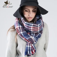 Marte Joven 7 Color Za Design Checked Shawls Women Winter Warm Tartan Scarf and Wrap