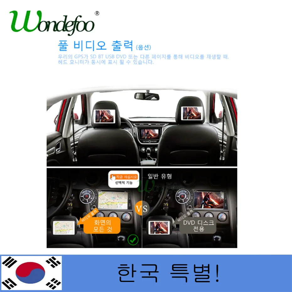 

Korea! Korean! full AV output function with RCA port, support rear head monitor function for Wondefoo factory Android multimedia
