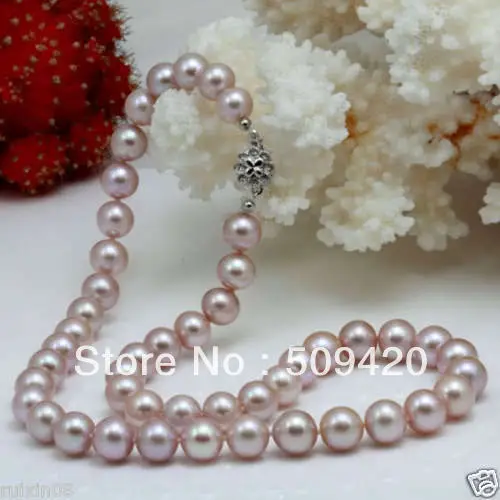 

~~ Free ShippingAAA Genuine Cultured 8-9mm Lavender Pearl Necklace 17