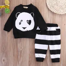 Cute Baby Panda Tops Newborn Baby Boys Girls Kid Long Sleeve Panda T-shirt Top Long Pants Leggings Outfit Baby Girls Clothes Set