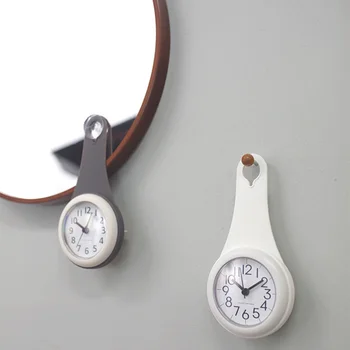 

New Arrival!!! Waterproof Clocks in Wall Bathroom Sweep Clocks Kitchen Suction Watches Living Room White Grey Color