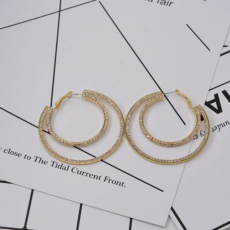 Big circle exaggerated punk double fashion charms earrings