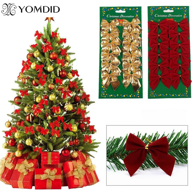 24pcs xmas bow red gold silver christmas tree bows decoration new year ornaments for home christmas - How To Decorate A Red And Silver Christmas Tree 24pcs xmas bow red gold silver christmas tree bows decoration new year ornaments for home christmas - How To Decorate A Red And Silver Christmas Tree