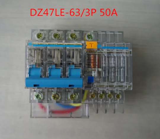 

Transparent DZ47LE-63/3P+N 50A earth leakage circuit breaker 3P+N C50 230V