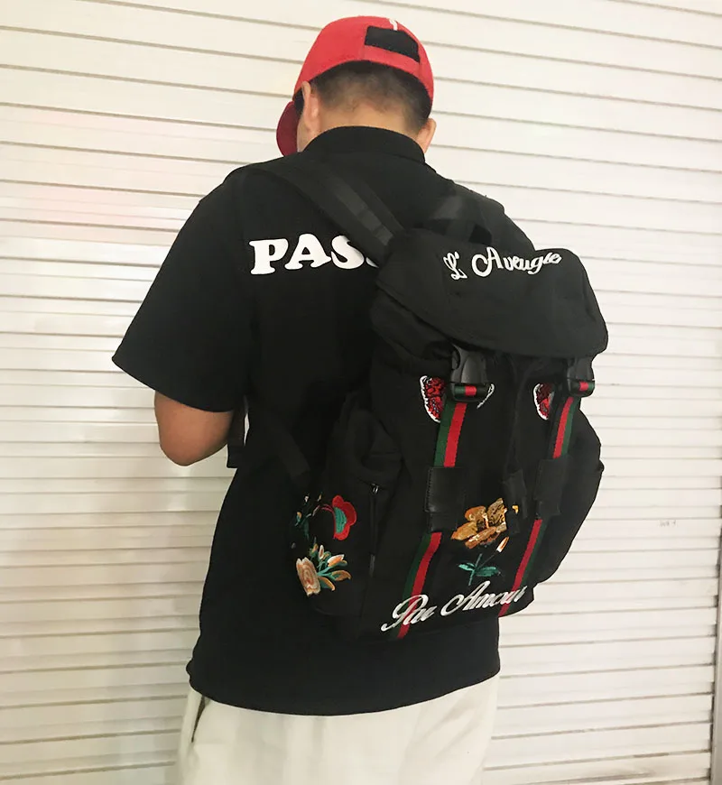  embroidered floral backpacks  kanken fashion women backpack casual canvas schoolbag for girls mochila male or female (1)