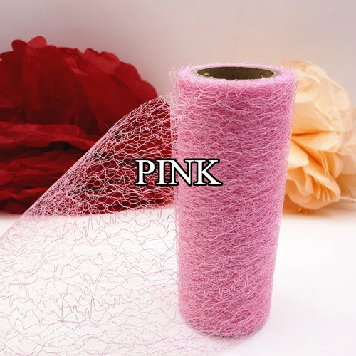 2 дюйма 10 ярдов Паутина сетка тюль сетка ткань рулон большое отверстие тюль для юбки пачки Poms цветок обертывание упаковка DIY изделия ручной работы - Цвет: Pink