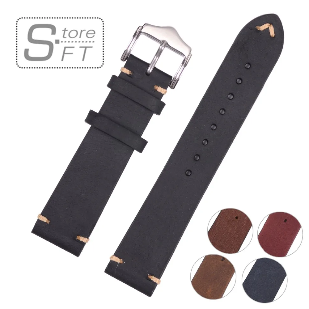 New Arrival Special Design Hand Stitching Vintage Genuine Leather Watchband Calfskin Watch Straps Different Colors New Arrival Special Design Hand Stitching Vintage Genuine Leather Watchband Calfskin Watch Straps Different Colors
