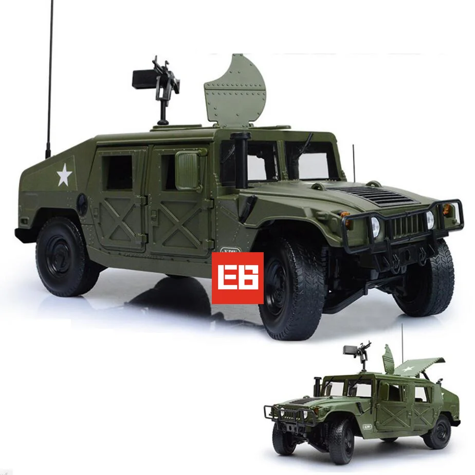 

High Military wars simulation 1:18 Hummers Jeep diecast car open door alloy pull back toys with gun for kids gifts collection