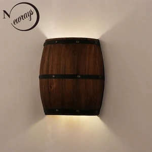 Image 1 - American vintage wall lamps country wine barrel modern wall lights LED E27 for bedroom living room restaurant kitchen aisle bar