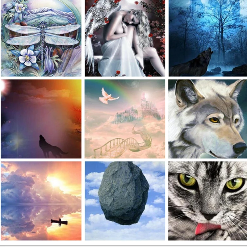 5d full square Anime Wolf cat dragonfly diamond embroidery diy painting cross stitch sets home decorative | Дом и сад