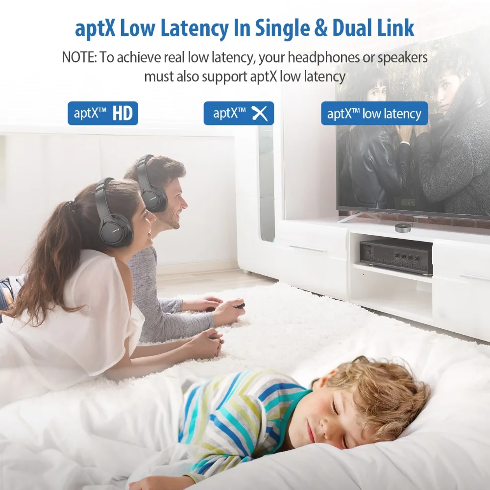 Mpow 261A Bluetooth 5,0 передатчик настоящий APTX/APTX HD/APTX LL беспроводной аудио адаптер двойные соединения Bluetooth адаптер для ТВ