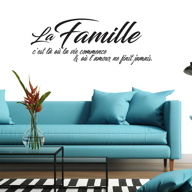 Autocollant Mural Vinyle Art famille où la vie commence & amour ne finit jamais qoute décoration Autocollant Mural Vinyle Art famille où la vie commence & amour ne finit jamais qoute décoration