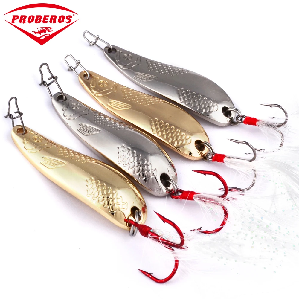 5pc Spoon Lure 20g 10g Metal Fishing Bait Silver/Gold Colors Spoon