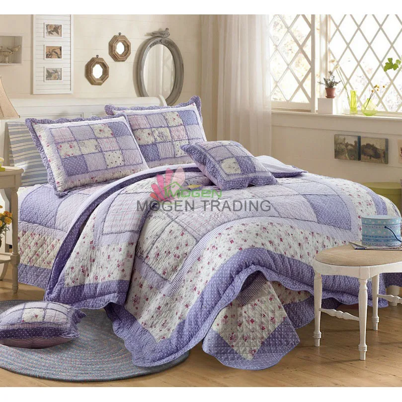 

CHAUSUB 100% Cotton Quilt Set 4PC Korean Style Patchwork Bedspreads Bed Cover Duvet Cover Pillowcase Quilts Quilted Bedding Set