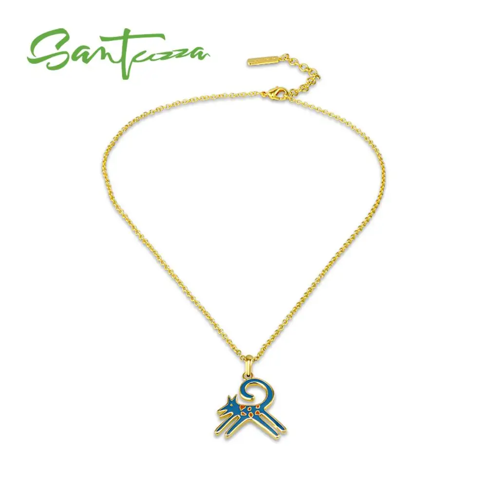 SANTUZZA Латунное ожерелье для женщин золотой цвет милый собака Очаровательное ожерелье с подвесками вечерние ювелирные изделия ручной работы эмаль