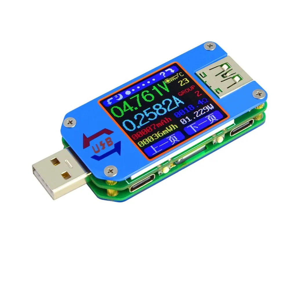 UM25C UM25 цвет ЖК-дисплей Ток Напряжение тестер USB 2 0 тип-c двойной порты и разъёмы