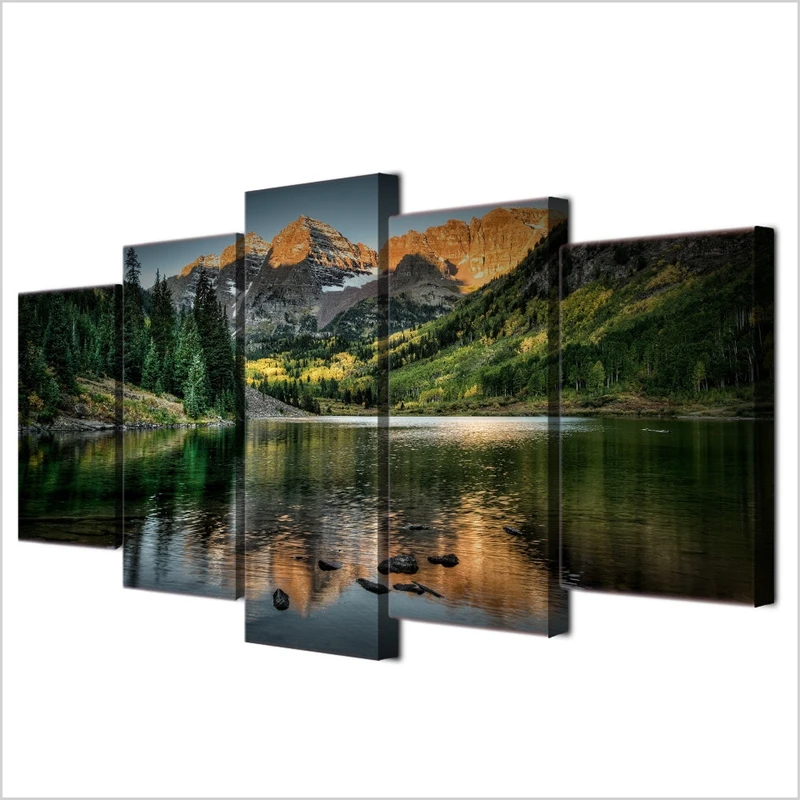 Modular Pictures Home Wall Frame Modern Poster HD Printed 5 Pieces Canvas Art Colorado Ozero Mountain Decor Oil Painting
