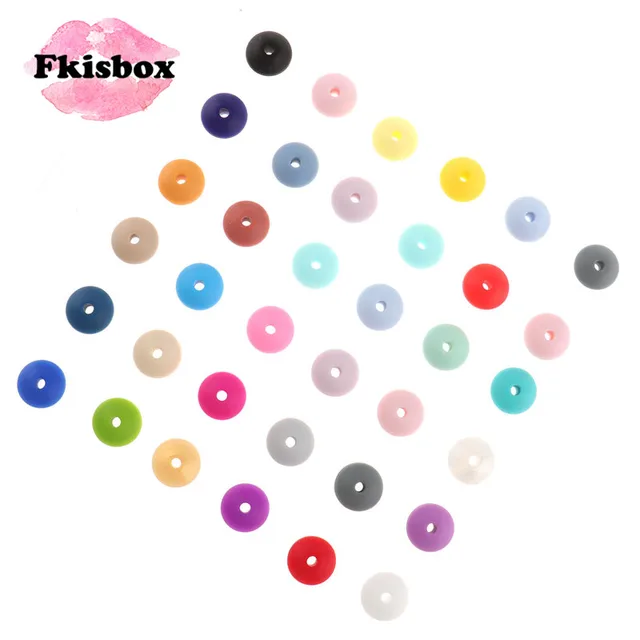 Whosale 12mm Lentils Silicone Round Teething Beads 300PC Abacus Spacing Bead Bpa Free Baby Teether Necklace Pendant Toy DIY