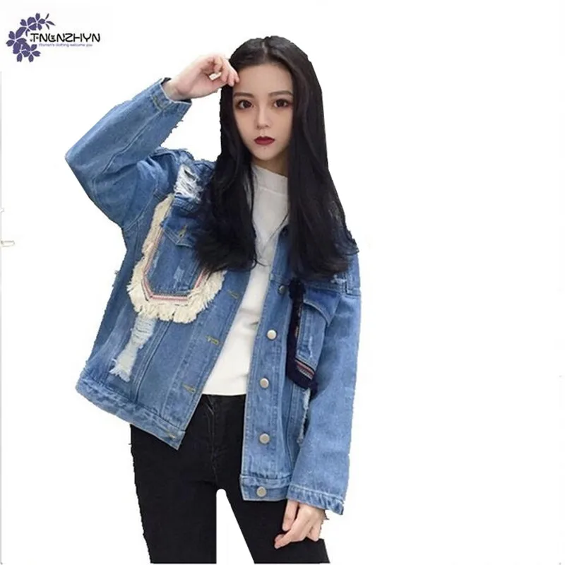 TNLNZHYN 2017 spring font b Women s b font clothing Jeans coat Fashion leisure Big yards