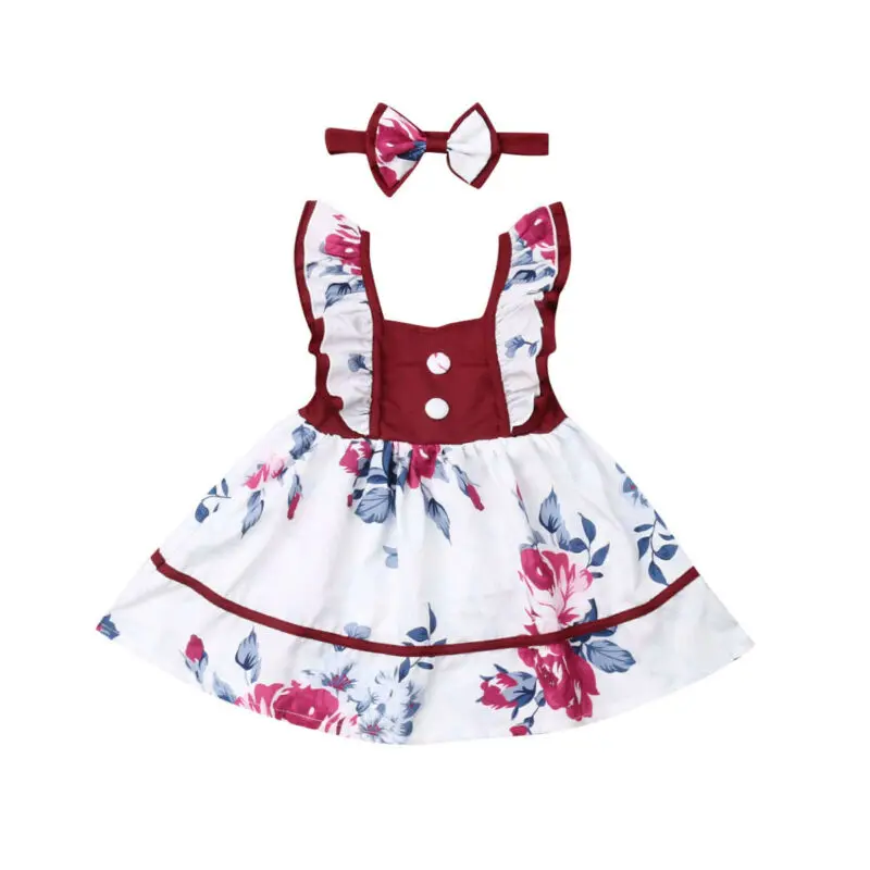

Dress for Girl Children Clothing Childrens Ruffle Sleeve Flower Party Dress Wedding Dresses+Headband Princess Kids Girls Clothes