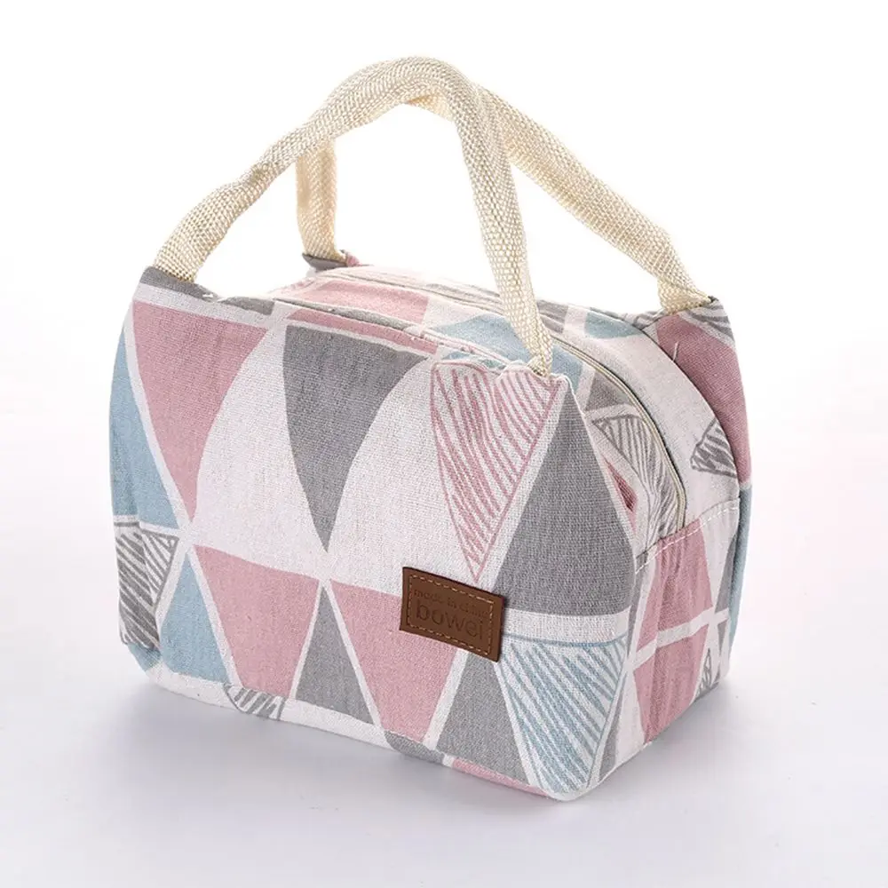 Insulated Canvas Stripe Picnic Carry Case Thermal Portable Lunch Bag For Women Men Girl Kids Children Carry Food Storage Case - Цвет: As shows