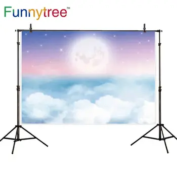 

Funnytree backdrop for photo studio sky moon cloud fariy tale baby shower stars boken photography background photocall prop