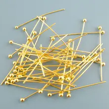 DoreenBeads медные шариковые головки шпильки золотистого цвета Металлические DIY Ювелирные изделия фурнитура подарки 25 мм(") длинные, 0,5 мм(24 калибра), 40 шт