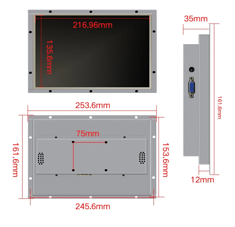 10,1 дюймовый монитор с открытой рамкой металлический чехол промышленный дисплей портативный монитор HDMI VGA DVI AV выход