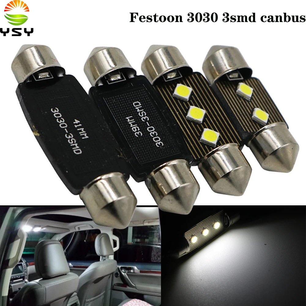 YSY 10 шт Высокое качество 31 мм 36 39 41 C5W C10W 3030 LED CANBUS автомобильный гирлянда свет авто