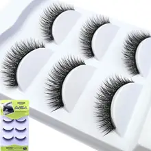 3 пары природных длинными тонкими ресницы Накладные хлопок стебель Крылатый Красота для Макияж 3D норки Поддельные ресницы Профессиональный расширение