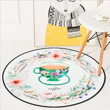Мягкий и уютный коралловые бархат круглый коврик моющийся Нескользящая с цветочным принтом коврик для Гостиная прочный утолщаются ковер коврик