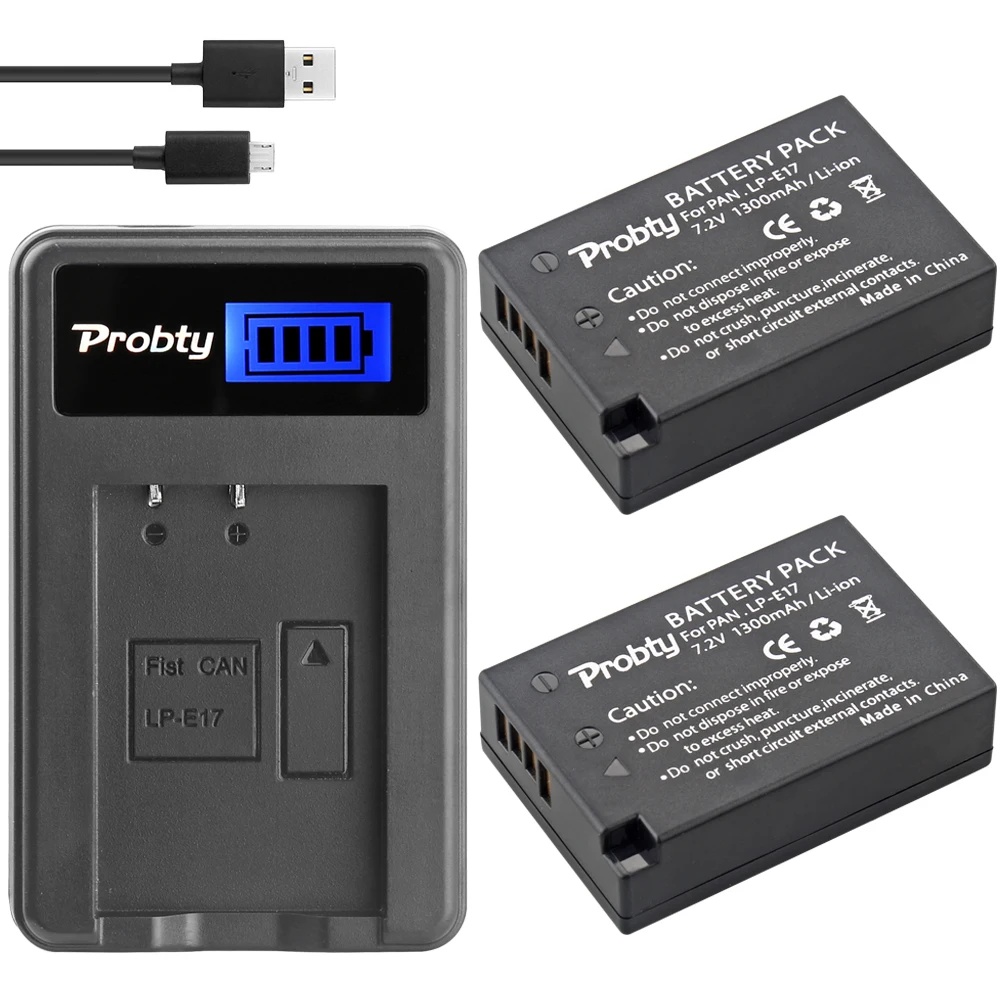 

2Pcs 1300mAh LP-E17 LP E17 Camera battery + USB LCD Charger for Canon EOS M3 M5 M6 750D 760D T6i T6s 800D 8000D Kiss X8i