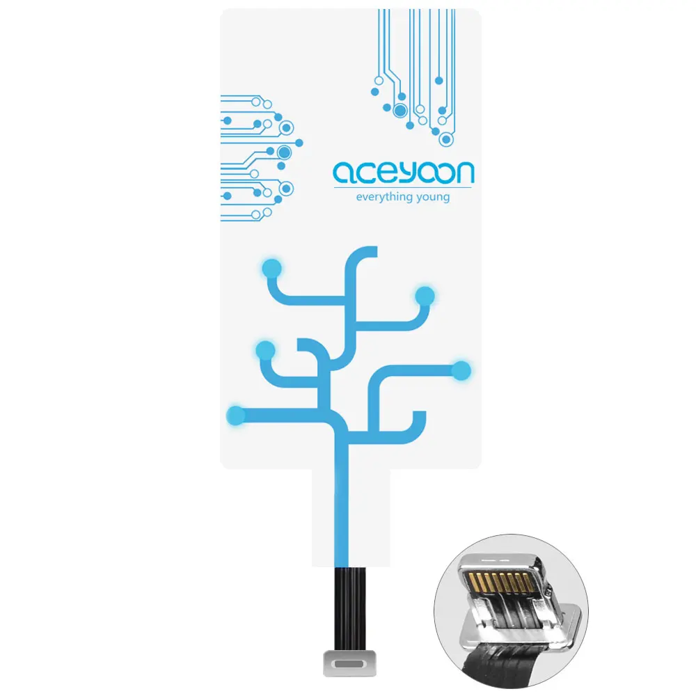 

aceyoon Qi Receiver Fast Charge Low Heat Qi Wireless Receiver Sheet for Micro USB Android /  USB Type C / Lightning iPhone