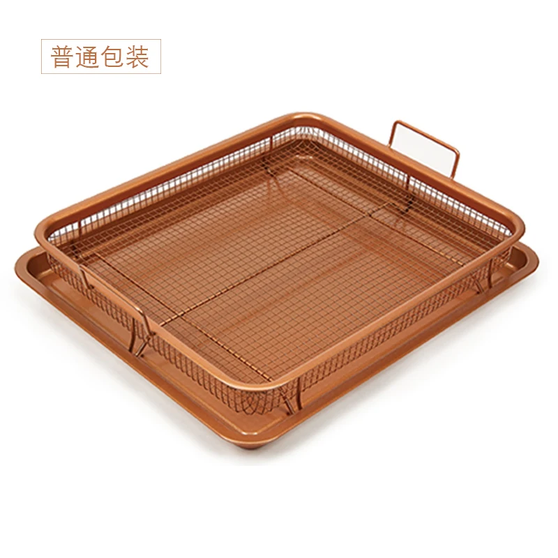 Best Copper Rectangle Crispy Tray Fry Pan French Chef Basket Easy Clean Kitchen Cooking Oil Filter Baking Pan BBQ Barbecue Tools