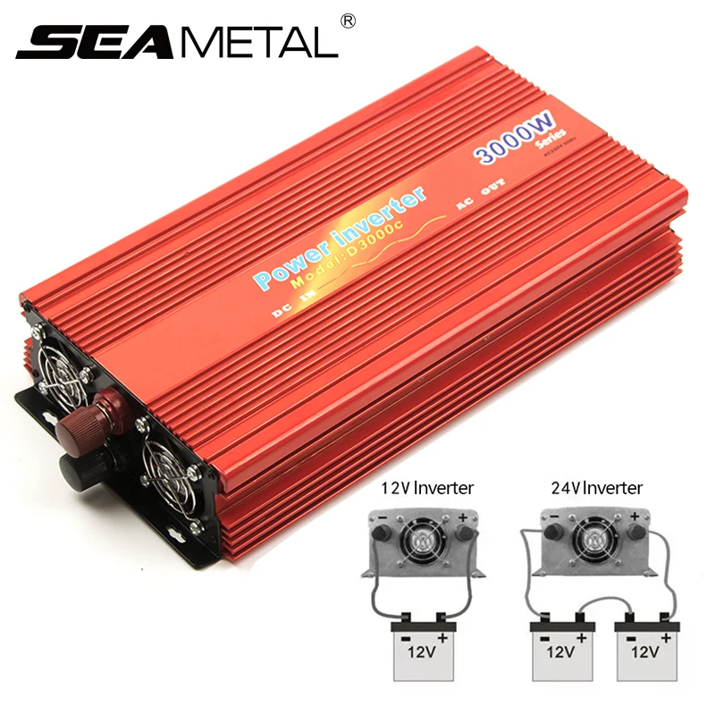 

Car Power Inverter DC 12V 24V AC 220V 4000W 2000W Sine Wave Solar Battery Voltage Transformer Auto Electronic Supply Accessories