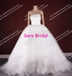 Новые ожидаемые настоящее платья без бретелек vestido novia свадебное платье бальное платье белого тюля бесплатная доставка платье невесты