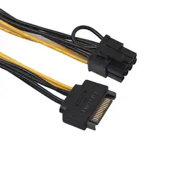 Продажа один SATA 15pin к 8pin (6 + 2) PCI-E PCI-Express адаптер питания кабель Шнур