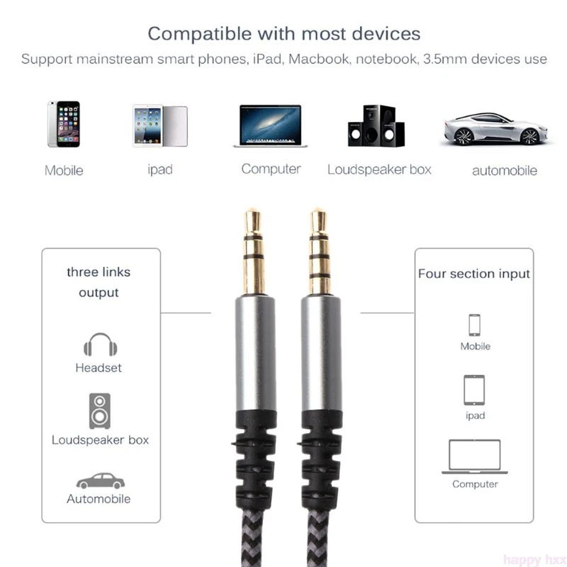 1,4 м оплетка 3,5 мм до 3,5 мм разъем аудио AUX кабель шнур с микрофоном Регулятор громкости для автомобильных наушников динамик смартфон планшет