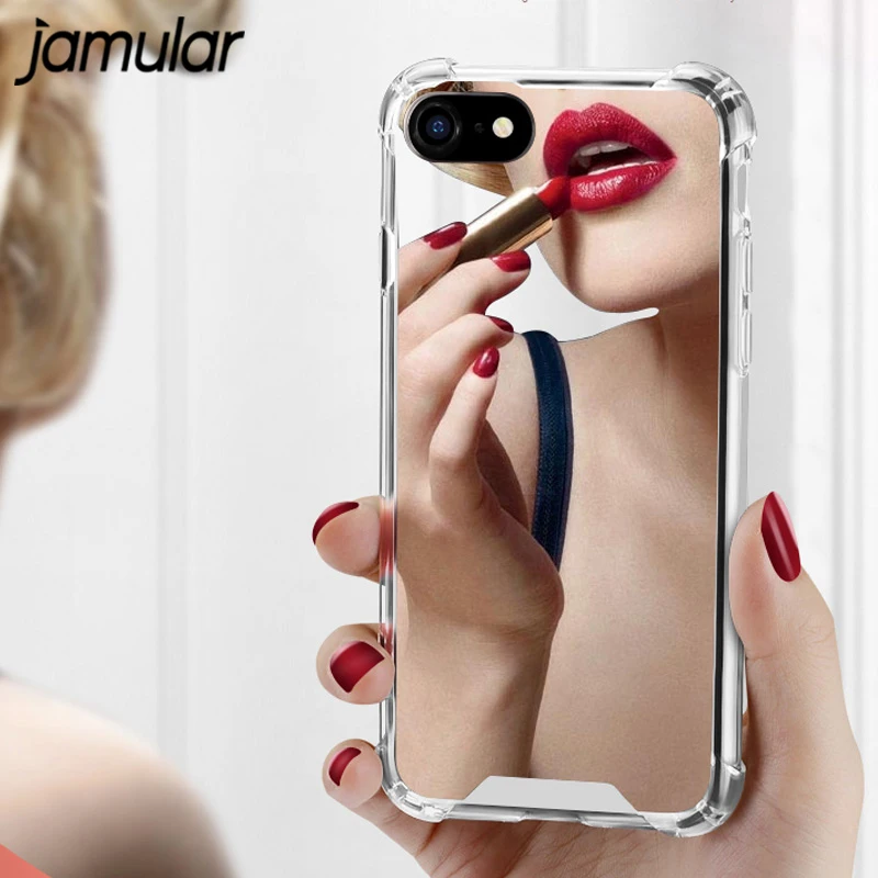

JAMULAR Soft Mirror Phone Case For iPhone X XS MAX XR Full Protective Anti-knock Back Cover For iPhone 7 8 6 6S Plus Funda Coque