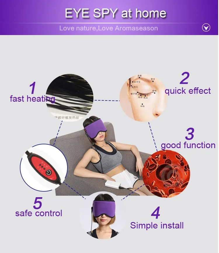 Máscara de Aquecimento do Infravermelho Máscara de Olho Faz os Olhos Salvador Distante Aquecimento Roxo Confortável Feminino 5 v 4 aquecimento máscara de olho 5 v roxo