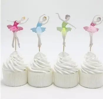 

Party Favors Cake Topper Picks Kid Birthday Party Decorations Evnent Party Favors Ballet Girl Theme Party Supplies 24pcs/lot