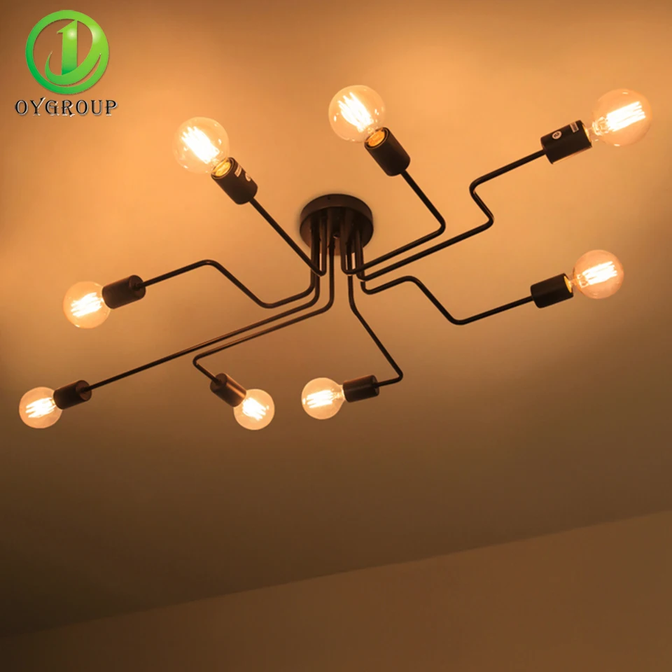  Creative Ceiling Lights 8 Heads Industrial Black Iron Ceiling Lamp Room Decor Lights Cafe Bar Resta - 32806919732