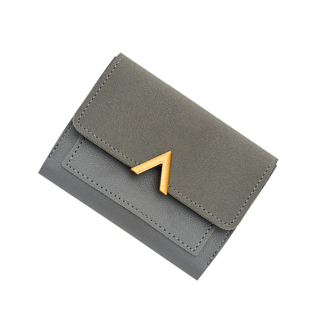 Кожаный маленький женский кошелек, известный бренд, Мини женские кошельки и кошельки, короткий женский кошелек для монет, кредитный держатель для карт carteira - Цвет: Серый