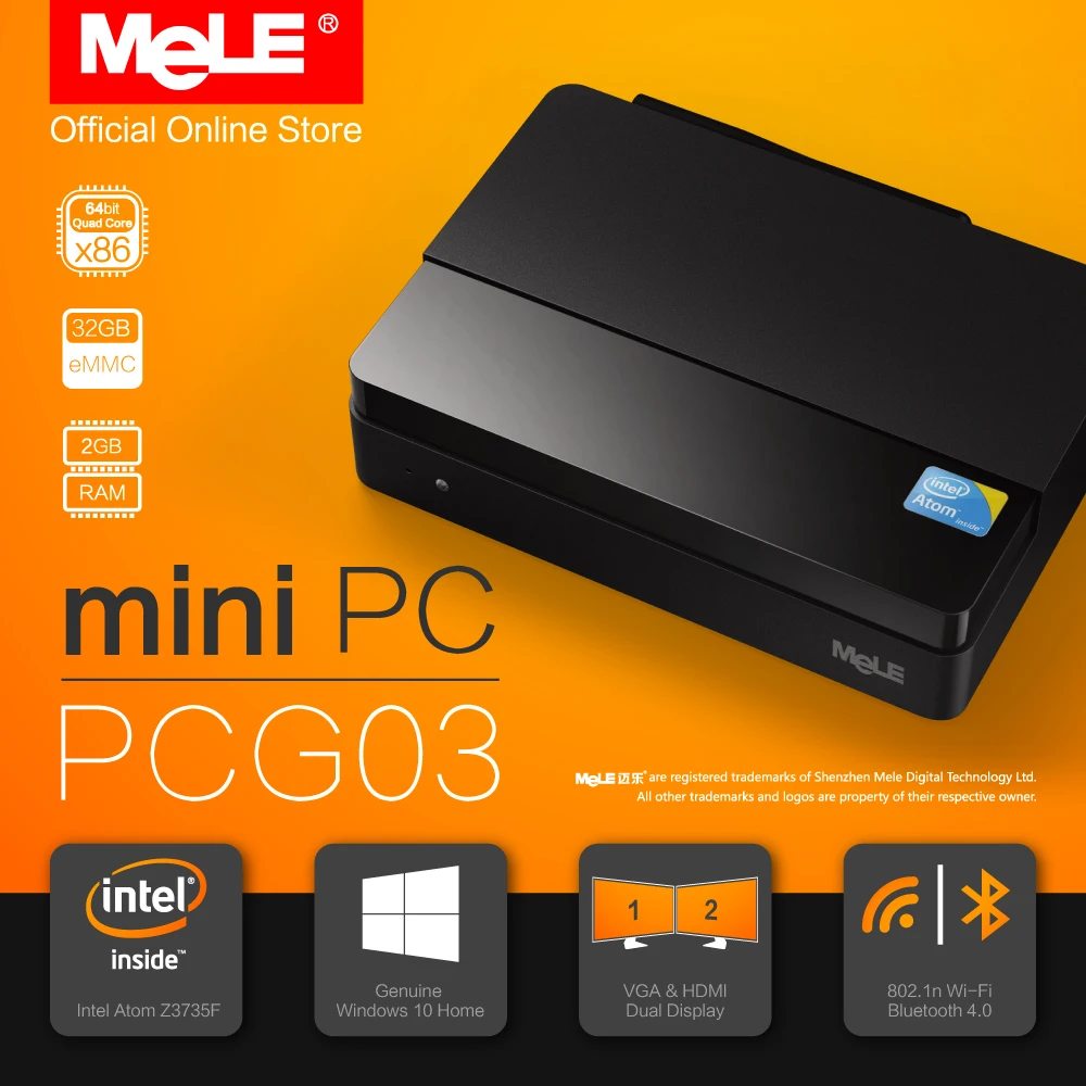 Fanless Windows 10 Mini PC Desktop MeLE PCG03 2GB DDR3 32GB eMMC Intel Bay Trail Atom