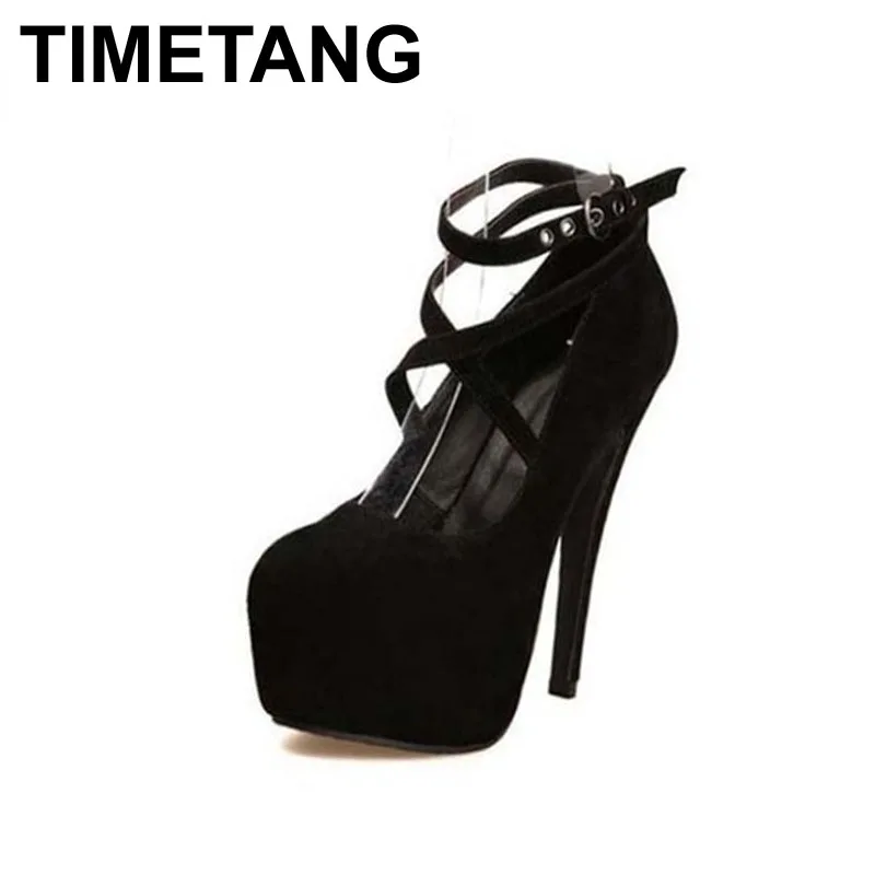 

2016 Hot Selling Women Pumps Platform Thin Heels 12cm Cross Strap Women Shoes Fashion High Quality Sexy High Heels Size 34-42