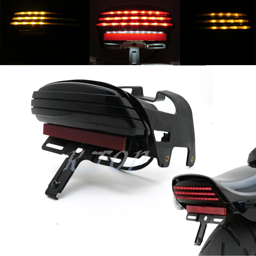 Smoke Tribar Led Fender Turn Signal Tail Light License Plate Bracket