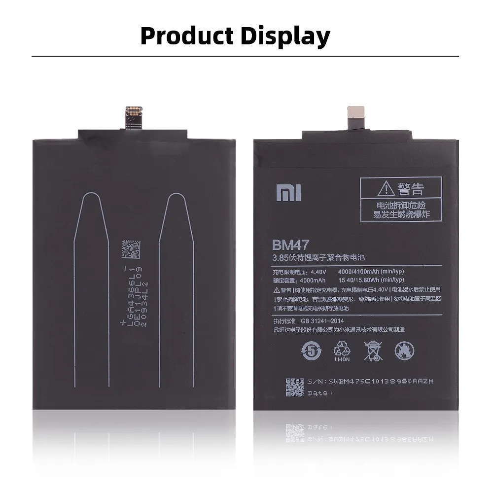 BM47 4000mAh для XIAOMI Redmi 4X Аккумулятор Xiaomi Redmi 3 Аккумулятор Redmi 3S 3 Pro 3X BM 47